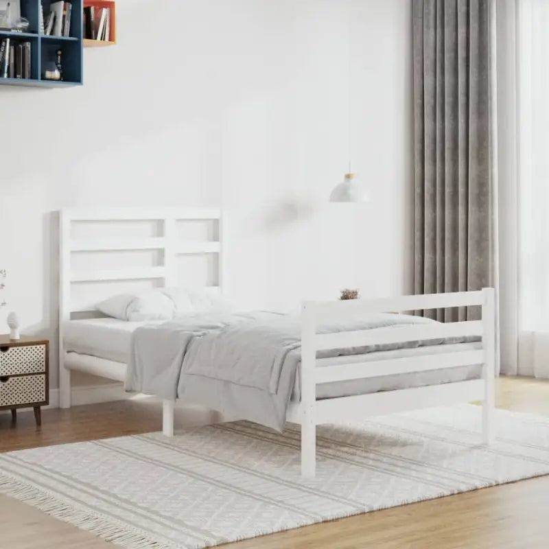 Houten bedframe van massief grenenhout voor een moderne slaapkamer - Wit / 100 x 200 cm - Bedden & bedframes