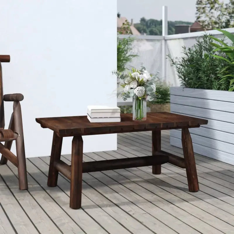 Houten bijzettafel van massief vurenhout met houten frame - Donkerbruin / 1 / Tafel - Modulaire tuinbanken