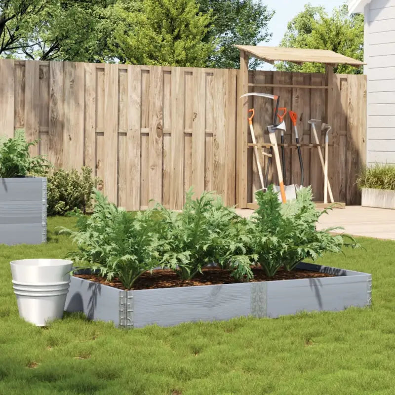 Houten bloempot van massief grenenhout met open bodem en gegalvaniseerde scharnieren - Grijs / 150 x 100 x 21.5 cm / 1