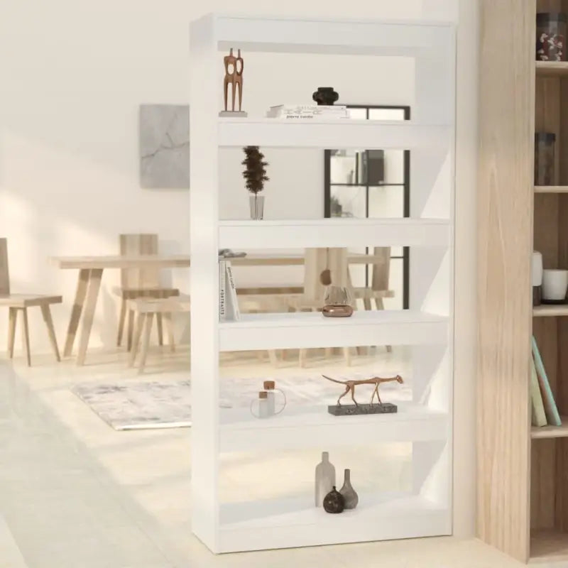 Houten boekenkast met bewerkt hout en strak design voor interieur - Wit / 1 - Boekenkasten