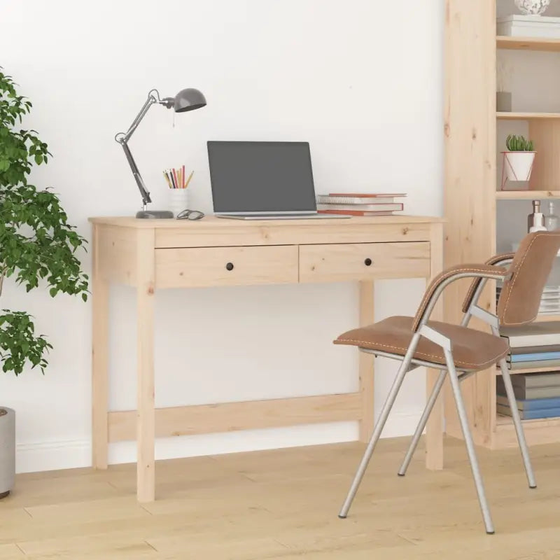 Houten bureau van massief grenenhout voor een elegante studeer- of werkruimte - Bureaus