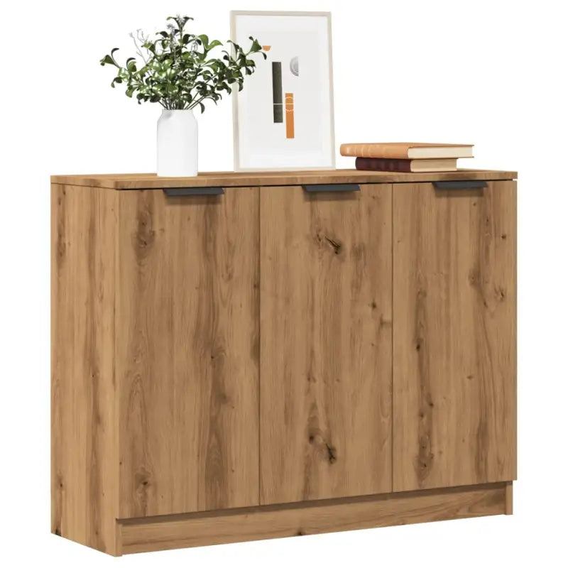 Houten Dressoir met bewerkt hout en stevig blad voor moderne charme - artisanaal eikenkleurig / 1 - Dressoirs &