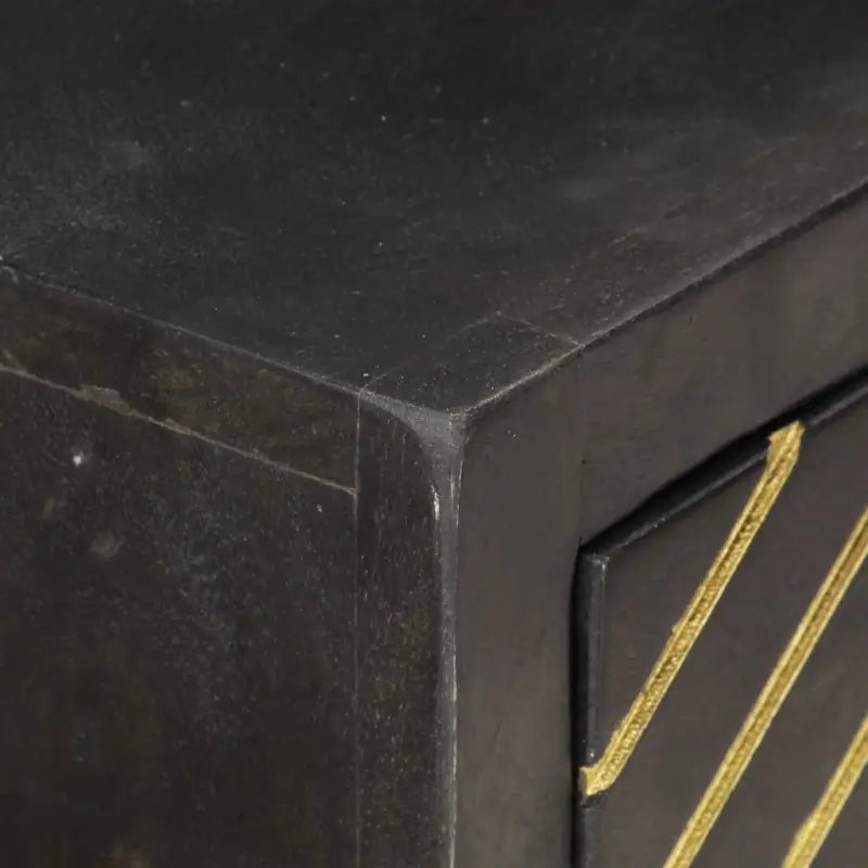 Houten dressoir met massief mangohout en zwarte goudkleurige afwerking - Dressoirs & buffetkasten