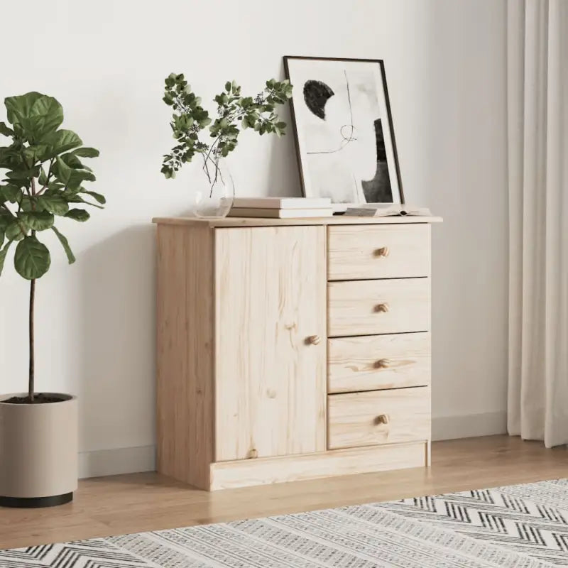 Houten dressoir van massief grenenhout met houten knoppen - Naturel / 1 - Dressoirs & buffetkasten