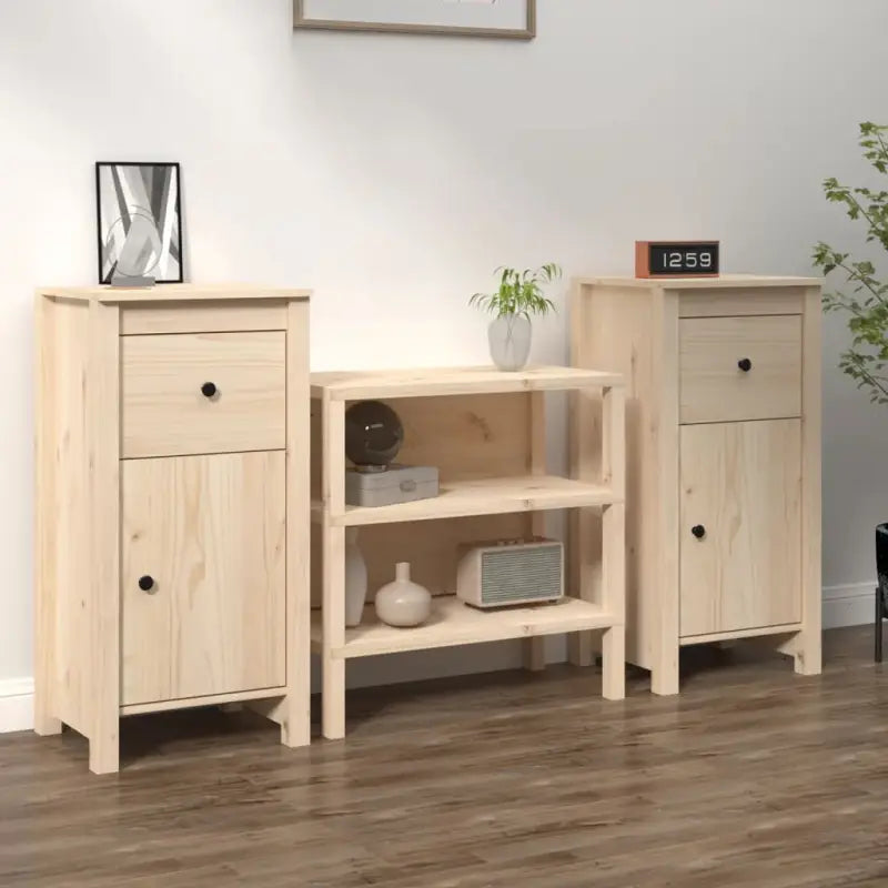 Houten Dressoir van massief grenenhout voor een opgeruimde woonkamer - Naturel / 2 / Nachtkastje - Dressoirs &