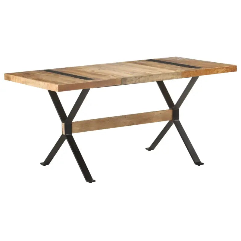 Houten eettafel van massief gerecycled hout in industriële stijl - 160 x 80 x 76 cm / 1 / Ruw mangohout - Eettafels