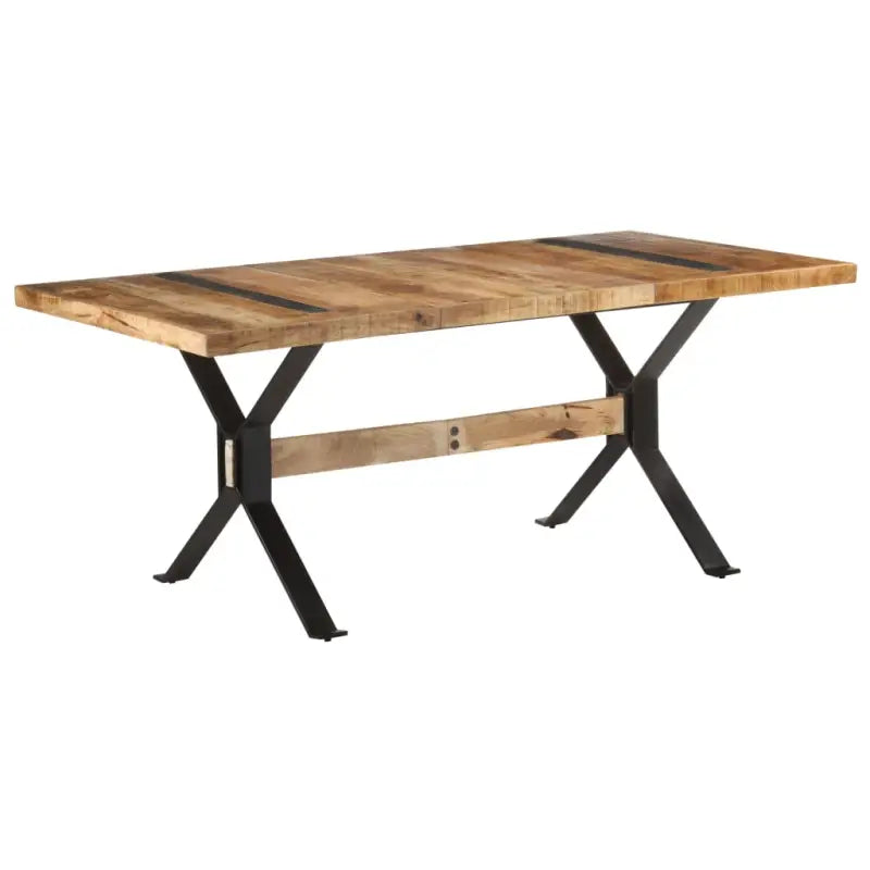 Houten eettafel van massief gerecycled hout in industriële stijl - 180 x 90 x 76 cm / 1 / Ruw mangohout - Eettafels