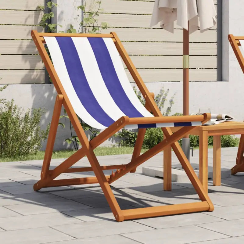 Houten frame tuinstoel voor tuin strand en camping - Blauw en wit / 1 / Zonder armleuning - Tuinstoelen