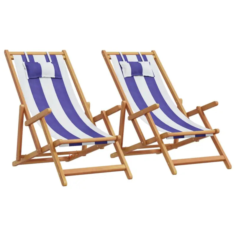 Houten frame tuinstoel voor tuin strand en camping - Blauw en wit / 2 / Met armleuning - Tuinstoelen