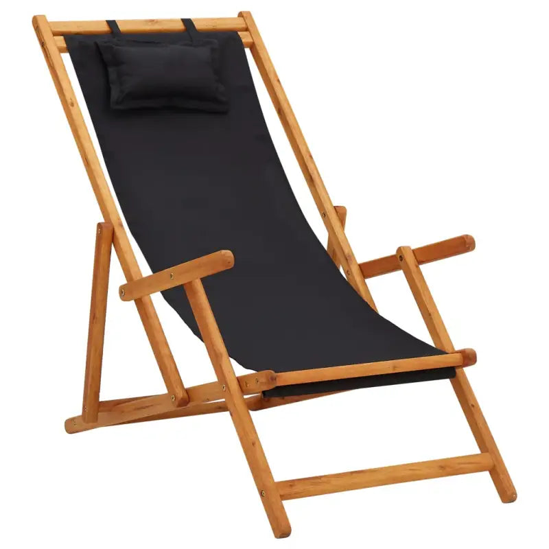 Houten frame tuinstoel voor tuin strand en camping - Zwart / 1 / Met armleuning - Tuinstoelen
