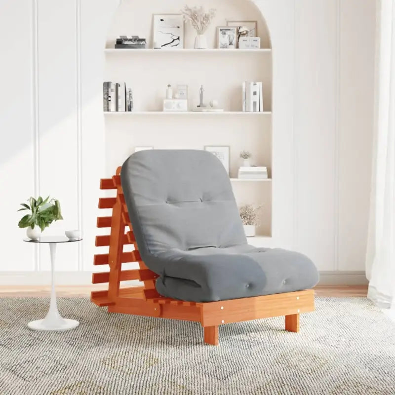 Houten futon slaapbank met verstelbare rugleuning voor comfort en veelzijdigheid - Wasbruin / 70 x 206 x 11 cm - Futons