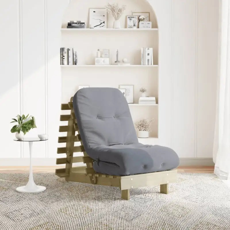Houten futon slaapbank met verstelbare rugleuning voor comfort en veelzijdigheid - Naturel geïmpregneerd / 60 x 206 x