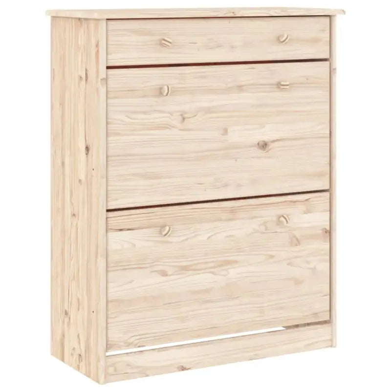 Houten hoge kast van massief grenenhout met houten knoppen - Dressoirs & buffetkasten