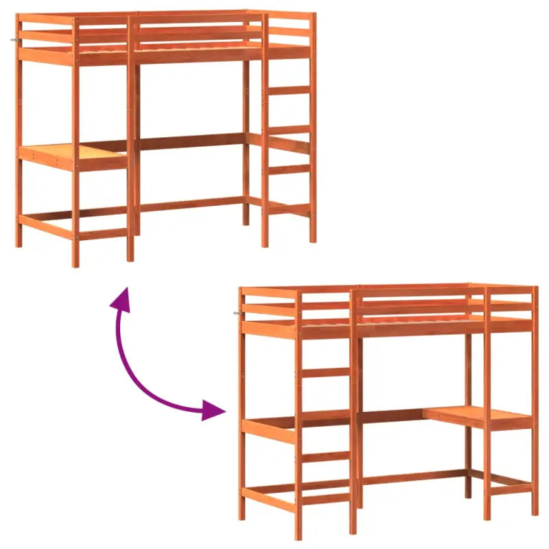 Houten hoogslaper met massief grenenhout en multiplex lattenbodem - Bedden & bedframes