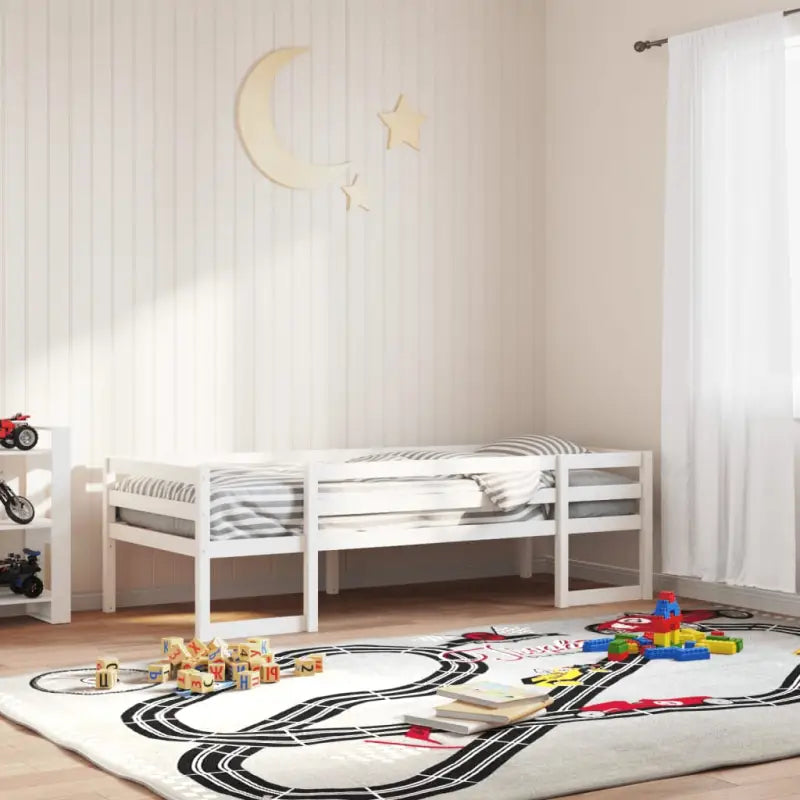 Houten kinderbedframe van massief grenenhout met elegant design - Wit / 80 x 200 cm - Bedden & bedframes