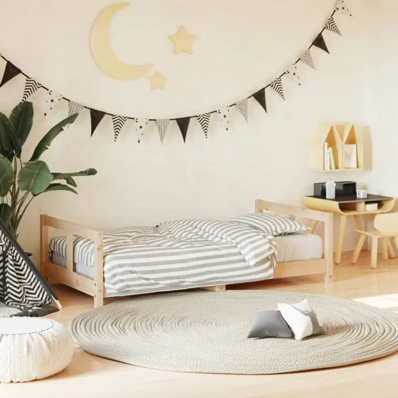 Houten kinderbedframe van massief grenenhout met tijdloos design - Naturel / 80 x 160 cm - Peuter- & kinderbedden