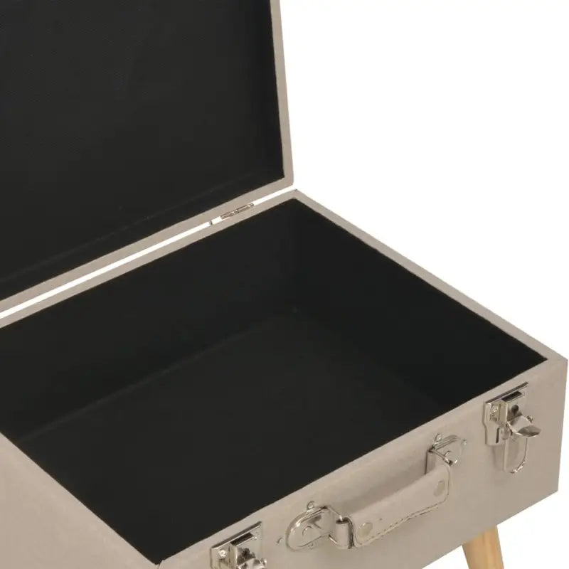 Houten kruk met massief houten poten en comfortabel stoffen bekleding - Beige - Opberg- & halbankjes