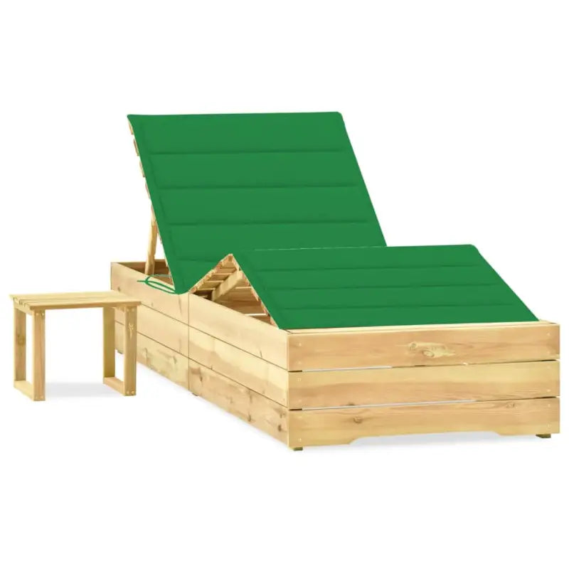 Houten Loungebed met Kussen en Tafeltje voor Buiten - Groen / 1 - Ligstoelen