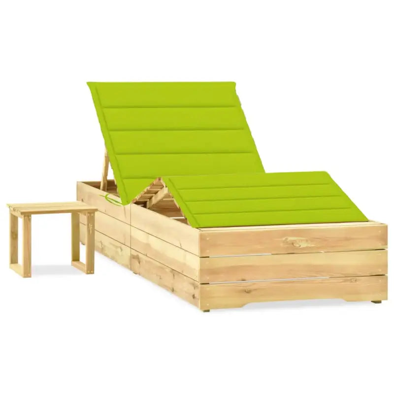 Houten Loungebed met Kussen en Tafeltje voor Buiten - Heldergroen / 1 - Ligstoelen
