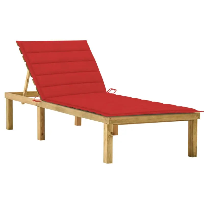 Houten loungebed met kussen voor buiten met rustieke charme - Rood / 1 - Ligstoelen