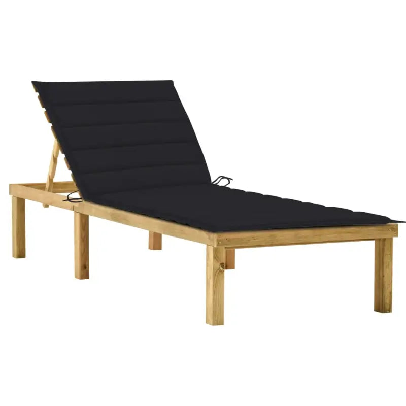 Houten loungebed met kussen voor buiten met rustieke charme - Zwart / 1 - Ligstoelen