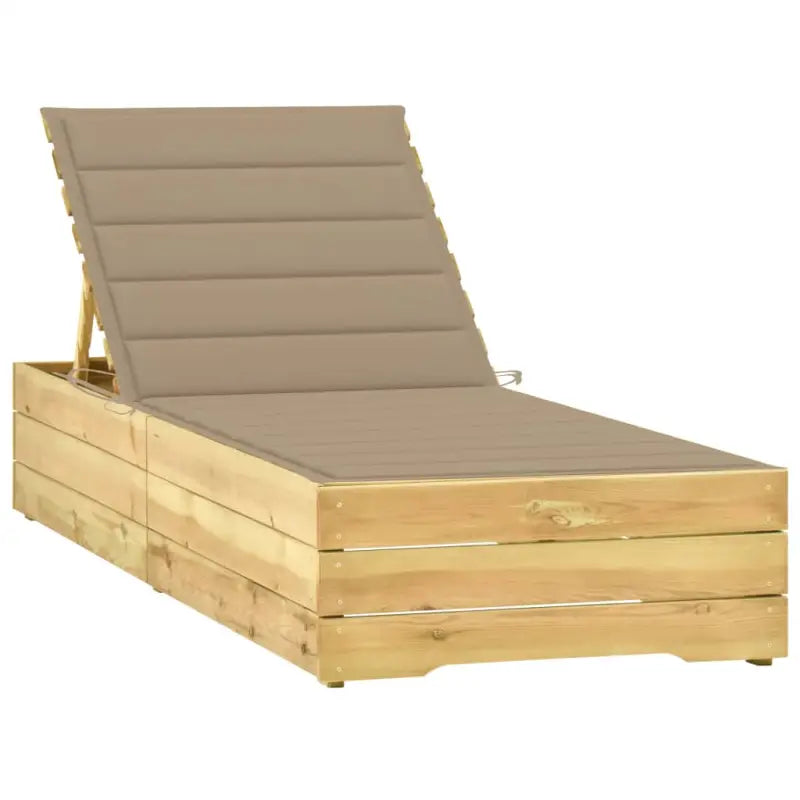Houten loungebed met kussen voor stijlvolle buitenruimtes - Beige / 1 - Ligstoelen