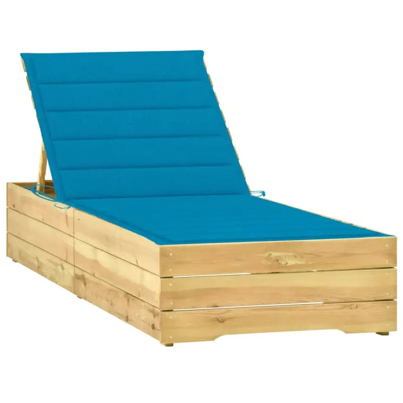 Houten loungebed met kussen voor stijlvolle buitenruimtes - Blauw / 1 - Ligstoelen