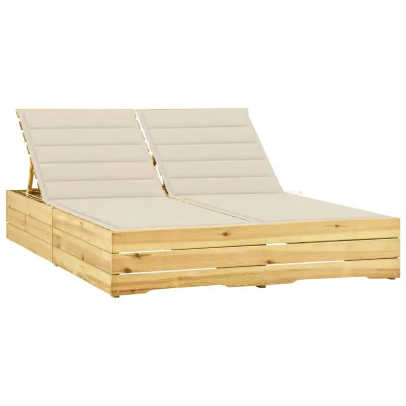 Houten loungebed met kussens voor buiten in rustieke stijl - Crème / 1 - Ligstoelen