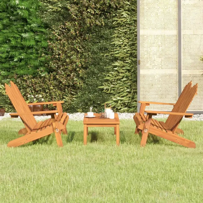 Houten loungeset in Adirondack stijl van massief acaciahout met olieafwerking - Bruin / 2x Bank + Tafel - Tuinsets