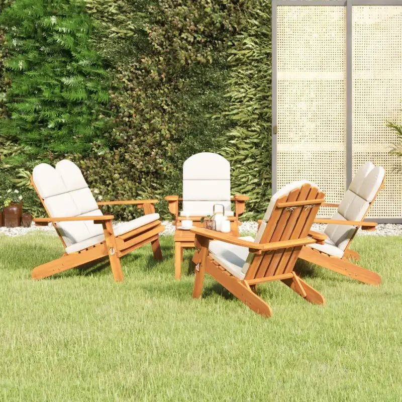 Houten loungeset in Adirondack stijl van massief acaciahout met olieafwerking - Wit / 2x Bank + 2x stoel + Tafel