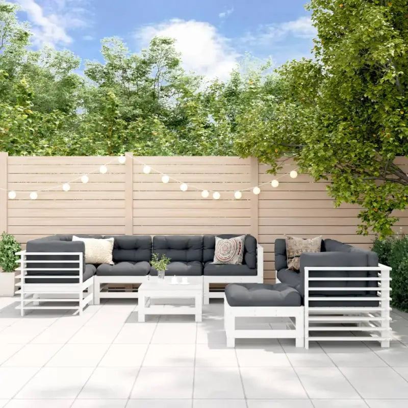 Houten loungeset met massief grenenhout en comfortabele kussens - Wit grenenhout - Tuinsets