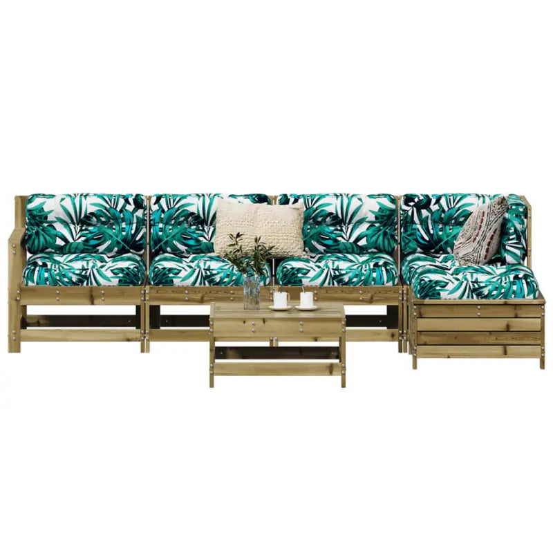 Houten loungeset met modulair ontwerp en comfortabele afmetingen zitting - Tuinsets