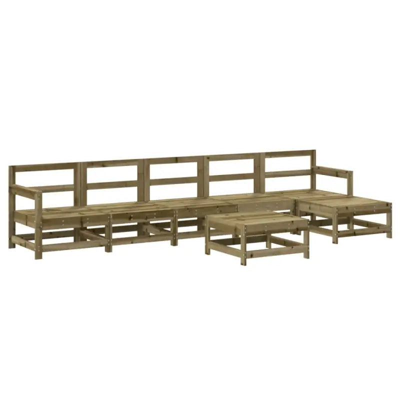 Houten loungeset van geïmpregneerd grenenhout met voetenbank en salontafel - Naturel geïmpregneerd - Tuinsets