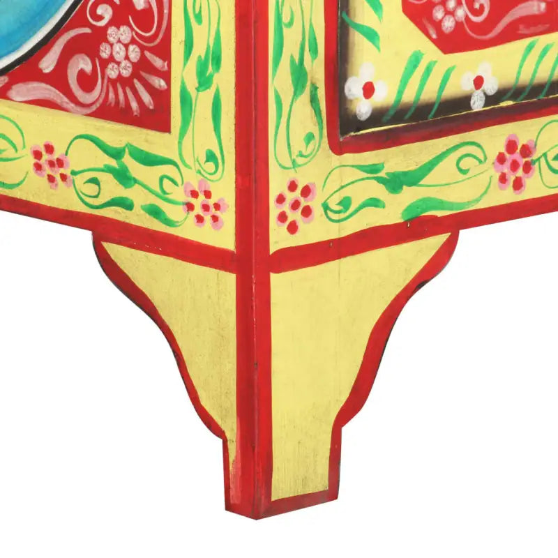 Houten nachtkastje met decoratieve details in massief mangohout - Nachtkastjes