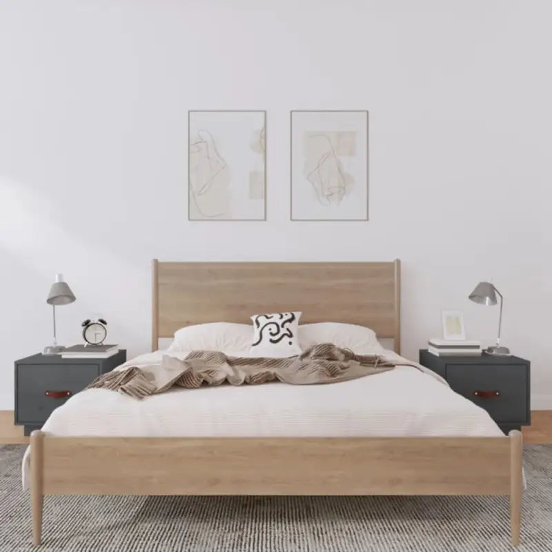Houten nachtkastjes van massief grenenhout voor een elegant interieur - Grijs / 2 - Nachtkastjes
