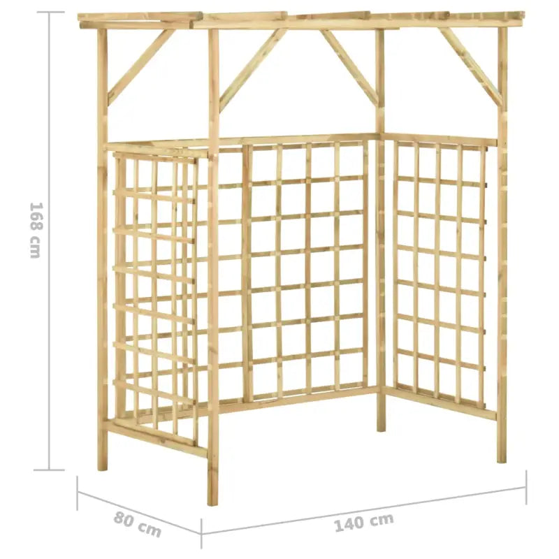 Houten pergola voor 2 containers van groen geïmpregneerd grenenhout - Tuinbogen latwerk & pergola’s
