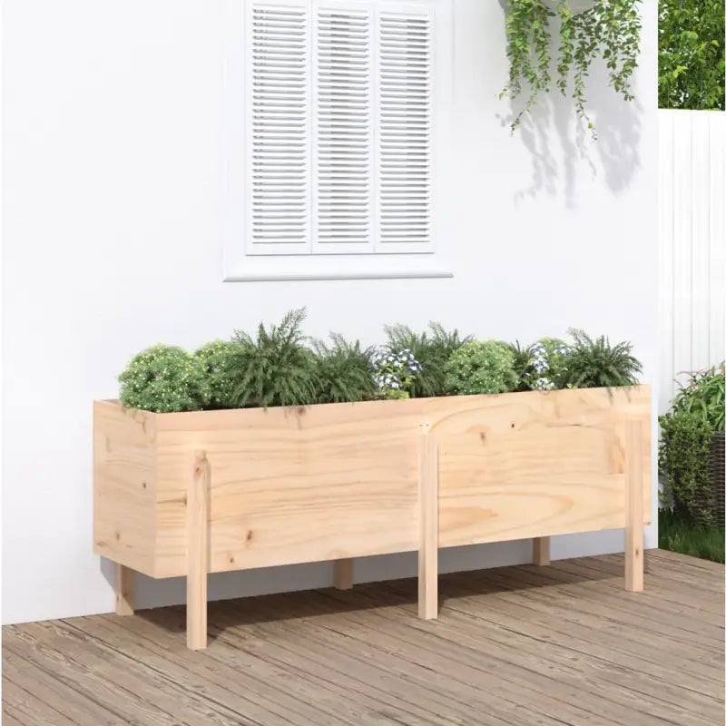 Houten plantenbak van massief grenenhout voor tuin en balkon - Natuurlijk grenenhout / 160 x 50 x 57 cm / 1