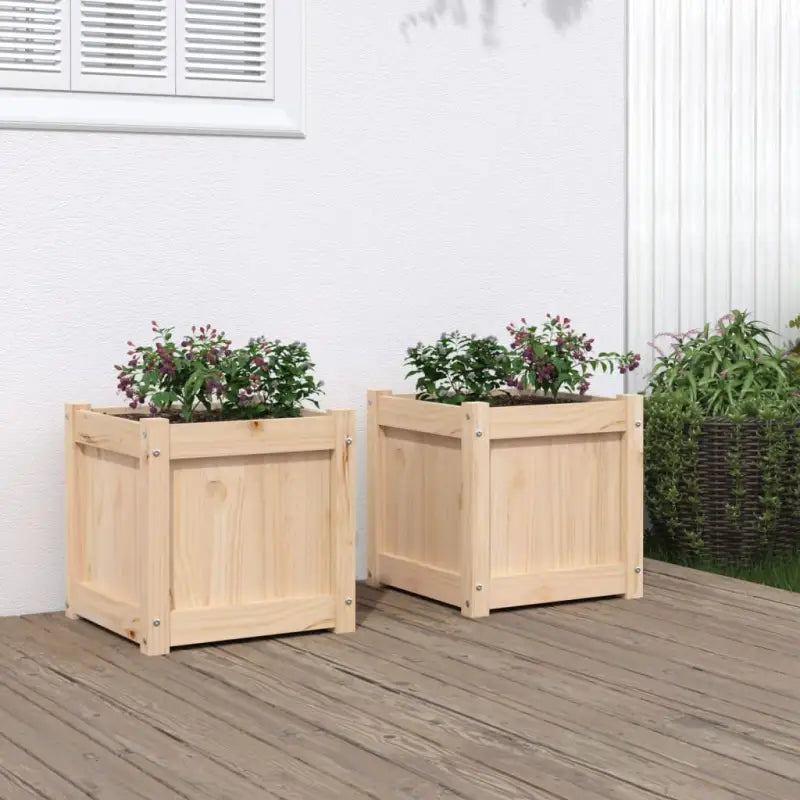 Houten plantenbak van massief grenenhout voor tuin en balkon - Natuurlijk grenenhout / 2 - Bloempotten & plantenbakken