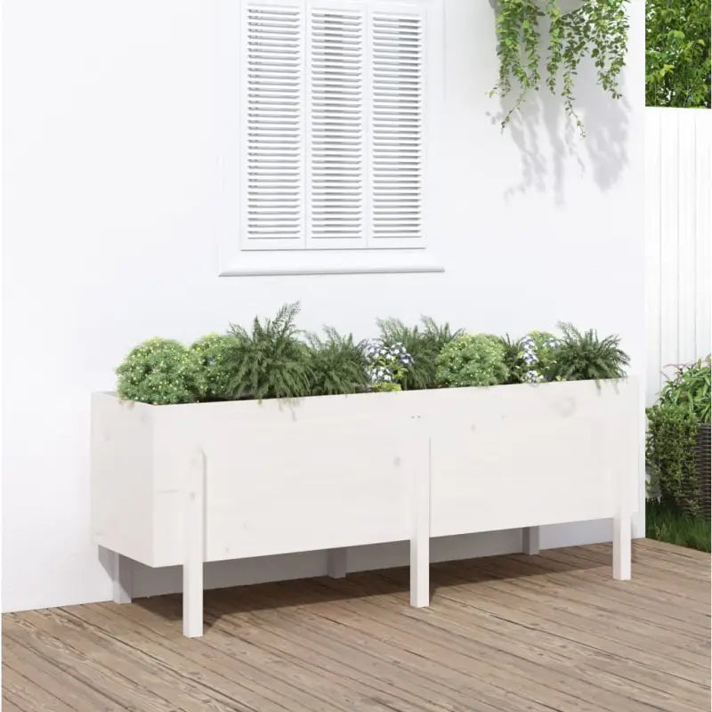 Houten plantenbak van massief grenenhout voor tuin en balkon - Wit grenenhout / 160 x 50 x 57 cm / 1 - Bloempotten &