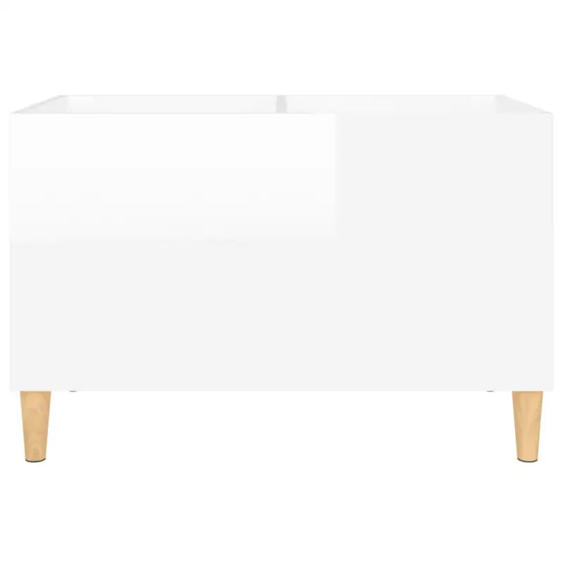 Houten platenkast met hoogglans wit afwerking en bewerkt hout - Cd- & dvd-kasten