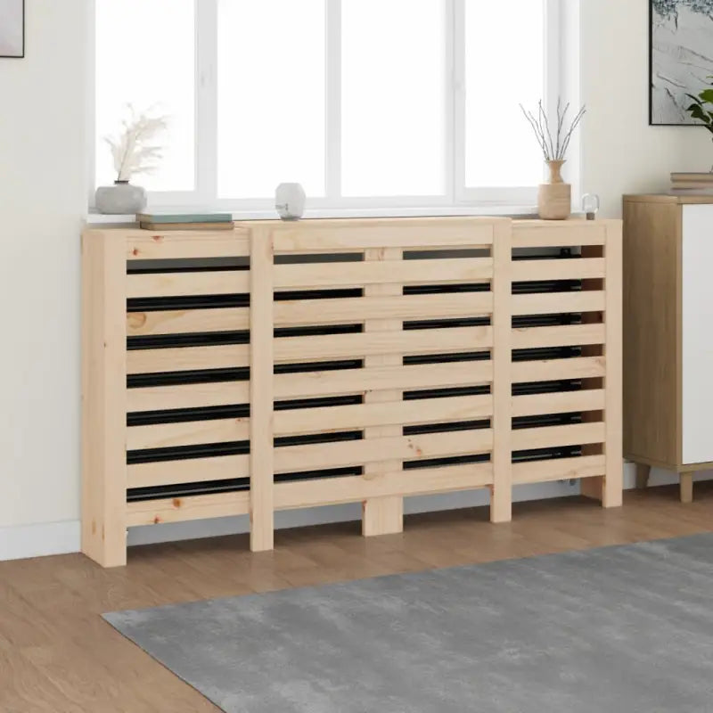 Houten radiatorombouw van massief grenenhout voor decoratie en extra plankruimte - Naturel / 210 x 21 x 85 cm / 1