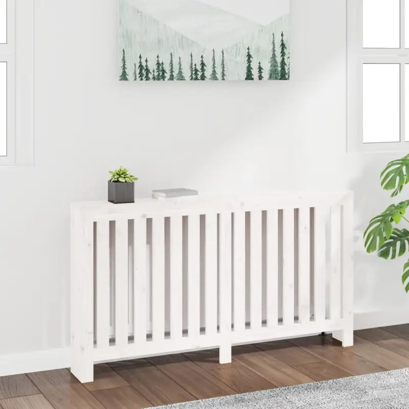 Houten radiatorombouw van massief grenenhout voor extra stijl en functionaliteit - Wit / 153 x 19 x 84 cm / 1