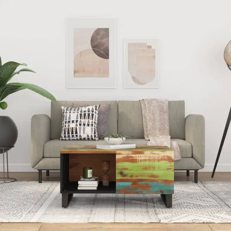 Houten salontafel van massief gerecycled hout voor een unieke uitstraling - Multikleur / 1 - Salontafels