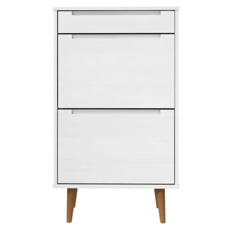 Houten schoenenkast van massief grenenhout voor praktische opbergruimte - Wit / 1 - Schoenenrekken