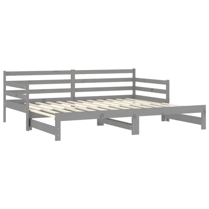 Houten slaapbank van massief grenenhout met comfortabele zithoek - Grijs - Bedden & bedframes