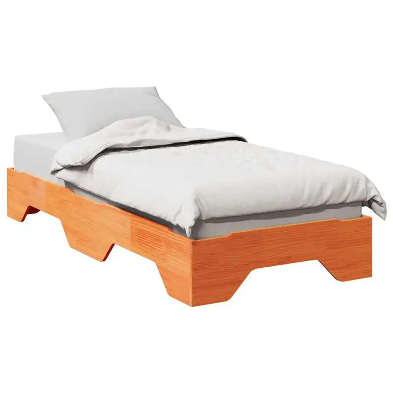 Houten stapelbaar bedframe van massief grenenhout voor twee bedden - Wasbruin / 75 x 190 cm - Bedden & bedframes
