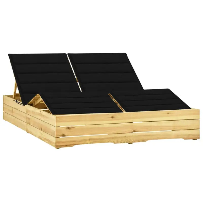 Houten tuinbed met kussens voor rustieke buitenstijl - Zwart / 1 - Ligstoelen