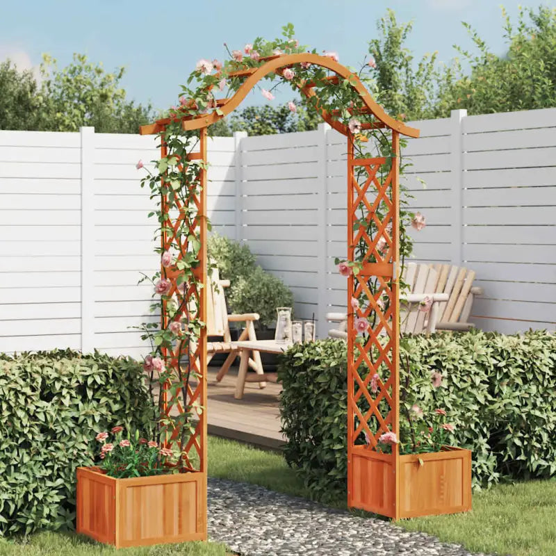 Houten tuinboog van massief vurenhout voor buitenruimte - Bruin / 1 - Tuinbogen latwerk & pergola’s