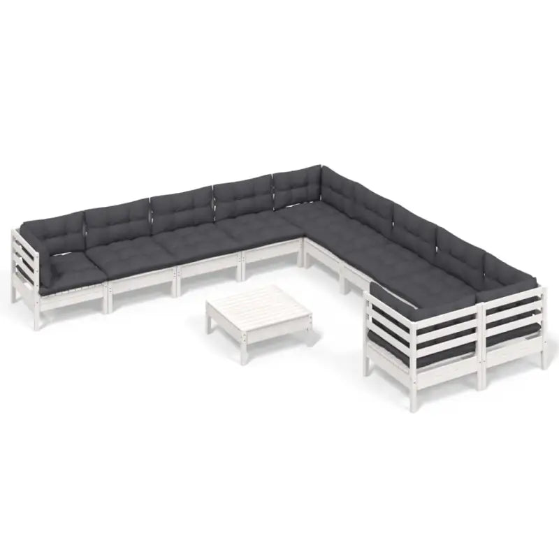 Houten tuinset van massief grenenhout met voetenbank en rugkussens - Tuinsets