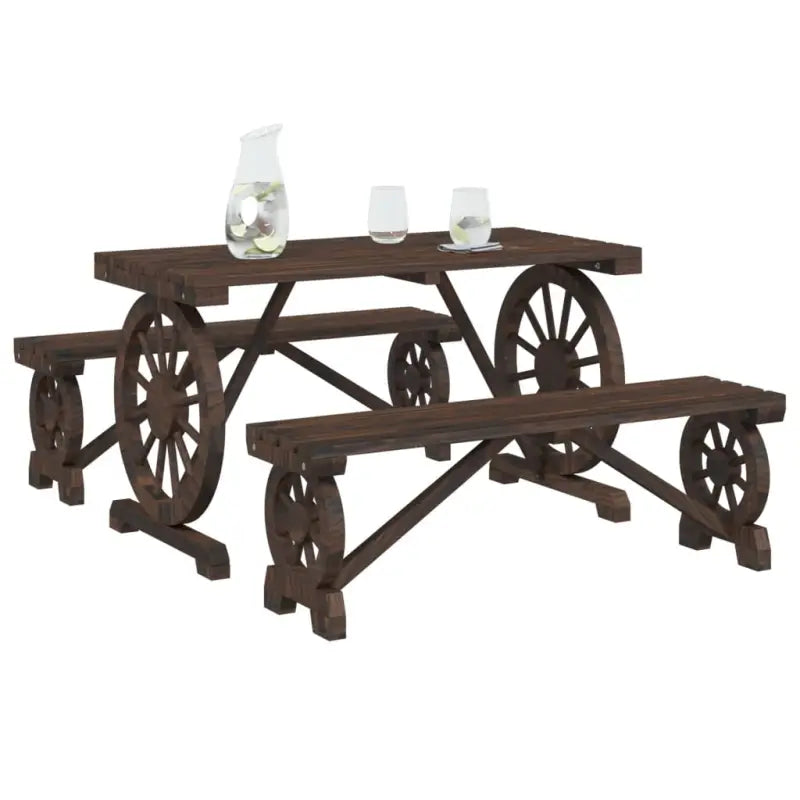 Houten tuinset van massief vurenhout met gebrande uitstraling - Tuinsets